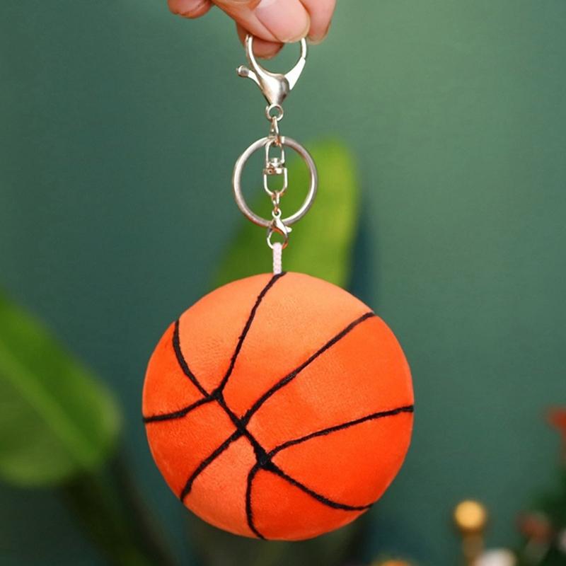 Unique Plush Football/Basketball Charm Keychains Simple Pendant Car Keyring Backpack Decoration Jewelry for Women Men