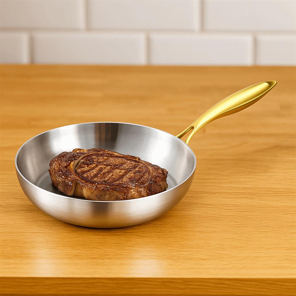 Universal Frying Wok 316 Stainless Steel Steak Skillets Kitchen Cookware Uncoated Frying Pan Steak