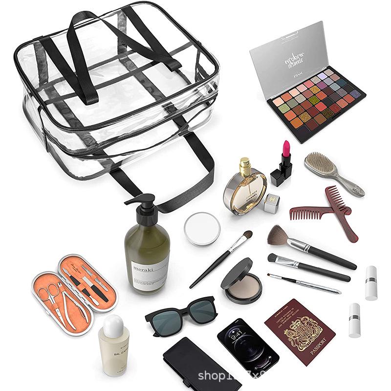 Eco-friendly Transparent PVC Zipper Makeup Bag - Waterproof, Large Capacity for Travel, Storage, or Beach Use