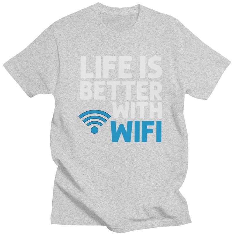 Custom Wifi Router Internet Password Quotes Computer Geek Gift T Shirt for Men Pure Cotton Tshirt Tees Slim Fit Clothing Gift