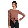 Nude Feel Casual Lace-up Waist-Controlled Skinny Exercise Top Round Neck T-Shirt Professional Running Fitness Clothes Long Sleeve Yoga Wear