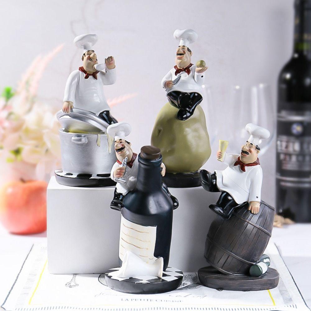 Handicraft Rustic Bakery Chef Resin Statue Simulated Kitchen Chef Figurine Balcony Garden Supplies