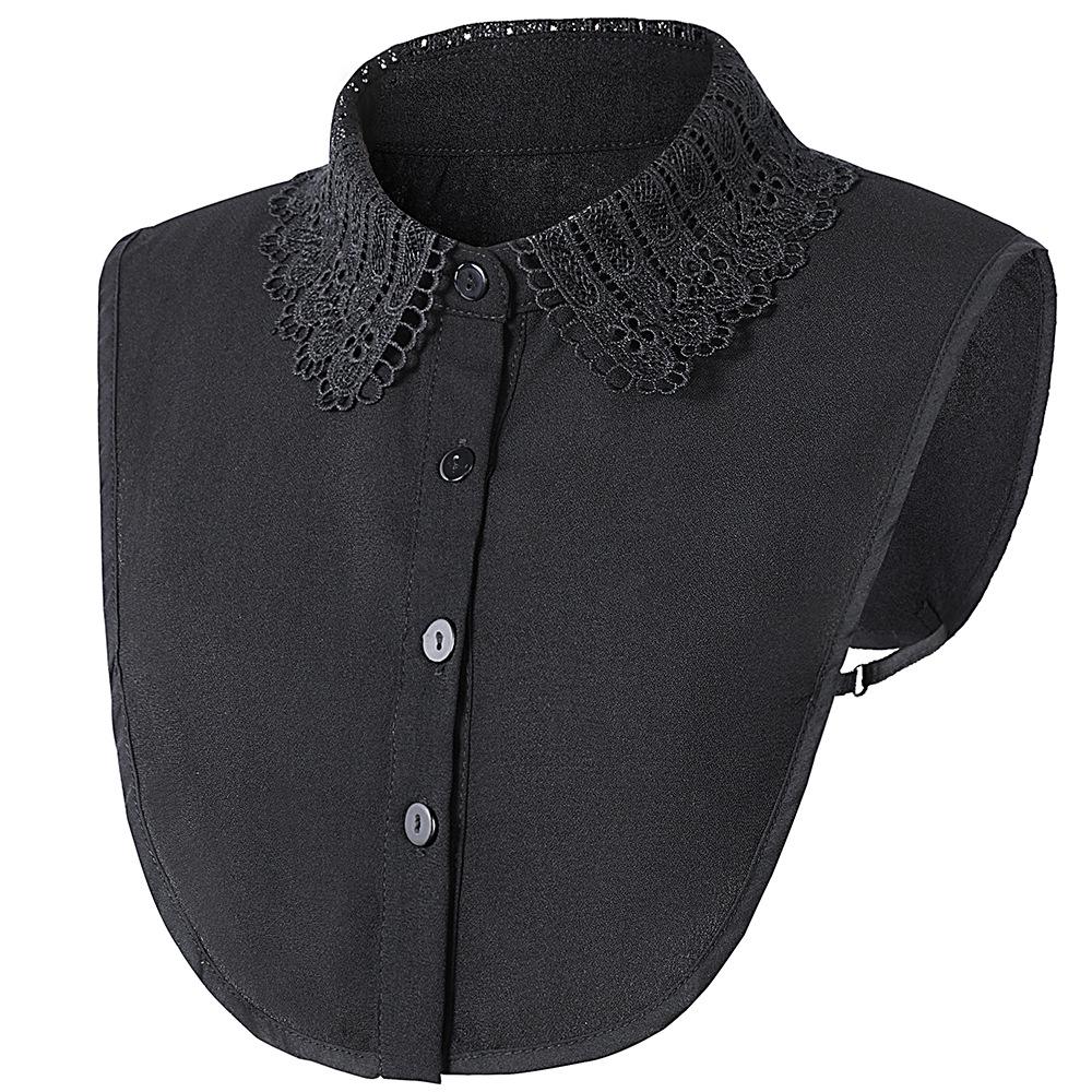 New Fall/Winter Crochet Lace Chiffon Shirt Dickey with Turn-Down Collar