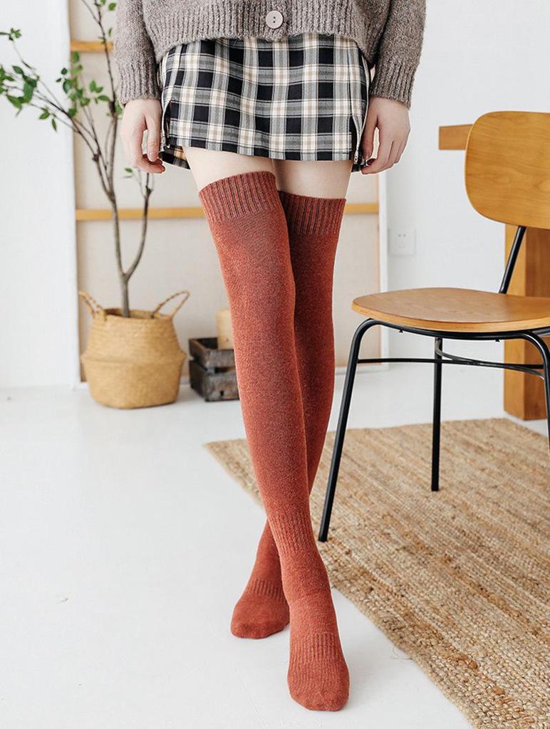 Women's Fleece-Lined Over-the-Knee Socks - Thick, Warm, Slimming Thigh Highs for Autumn and Winter