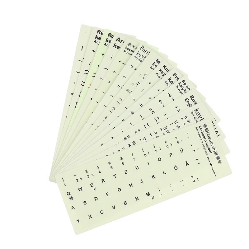 Luminous Keyboard Film Spanish,Russian,Arabic,French,English Etc Language Fluorescent Keyboard Letter Protective Stickers