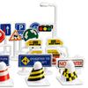 56Pcs/Set Roadblock Model Multifunctional Adorable Plastic Road Traffic Sign Kit for Kids