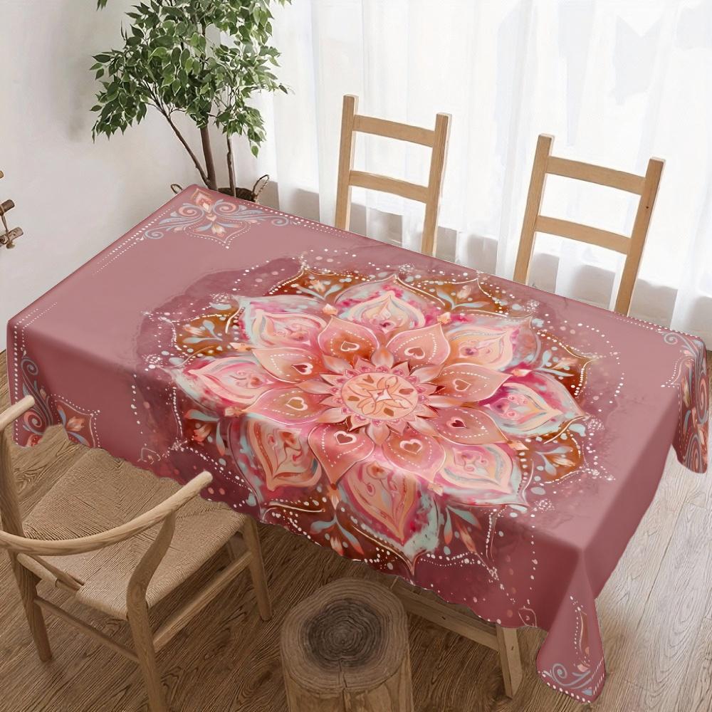 Mandala Blume Rechteckiger Tischdecke für Tischdekoration Küche Esstisch Wasserdicht Wiederverwendbare Tischdecke für Tisch Innen Außen