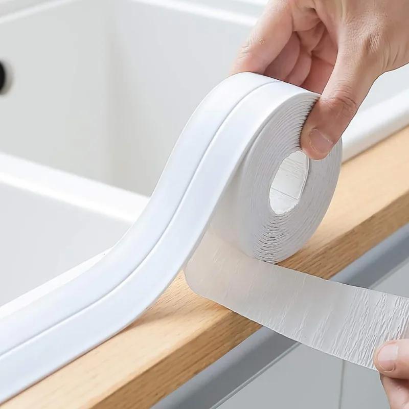 Self Adhesive PVC Sealing Strip Tape for Bathroom Bath Toilet Kitchen Caulk Tape Waterproof Wall Sticker White Mold Proof Tapes