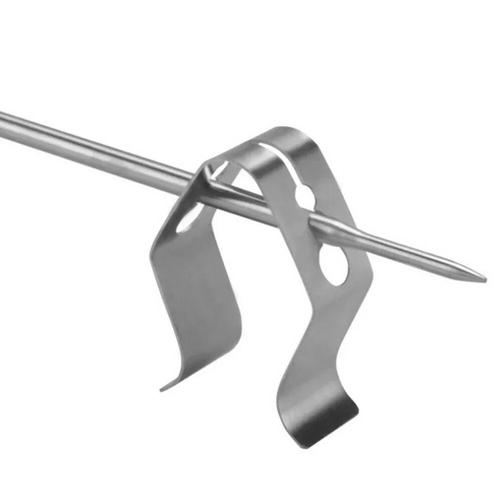 3pcs Stainless Steel Grill Clip Meat Thermometer Probe Clip Holder Ambient Temperature Readings BBQ Oven Grill Clip
