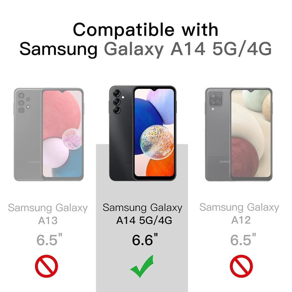 2 buc. Film din sticlă temperată pentru Samsung Galaxy A14 5G / 4G Protector de ecran 2.5D Arc Edge HD Clear Anti zgârieturi fără bule