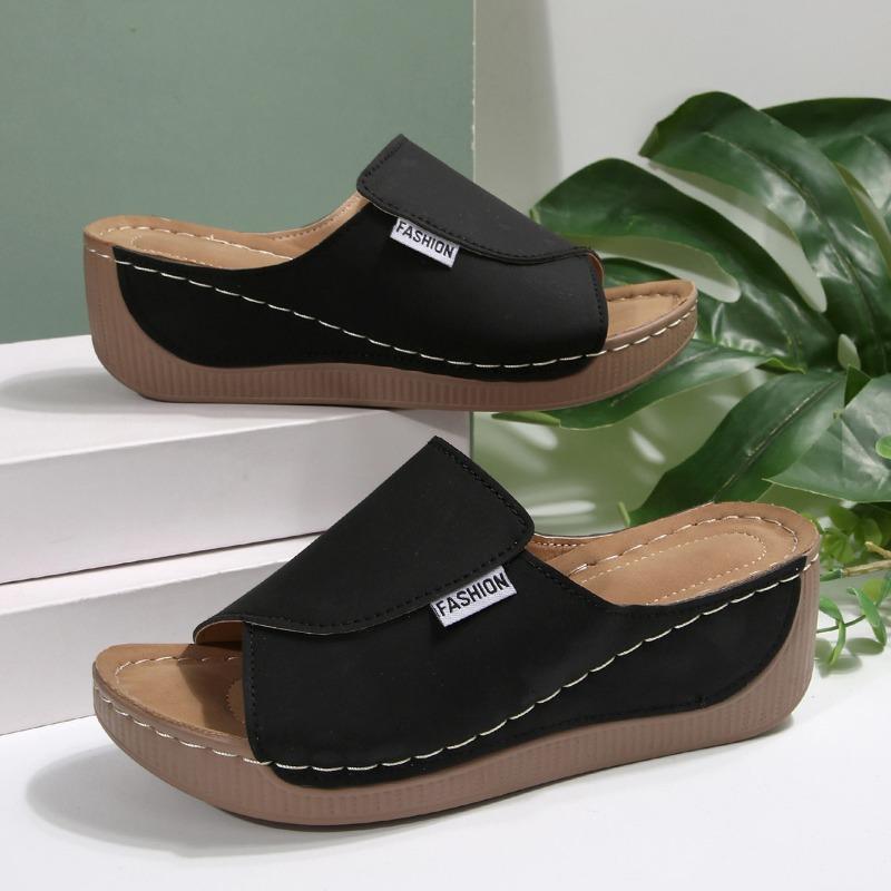 Women's Plus Size Minimalist Slides Solid Color Fish-Mouth Thick-Soled Casual Sandals