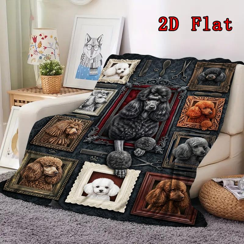 Poodle Portrait Gallery 2D Flat Pattern Flannel Blanket, High quality All Seasons, Home Decor, Warmth and Comfort, Perfect for Christmas Gifts.