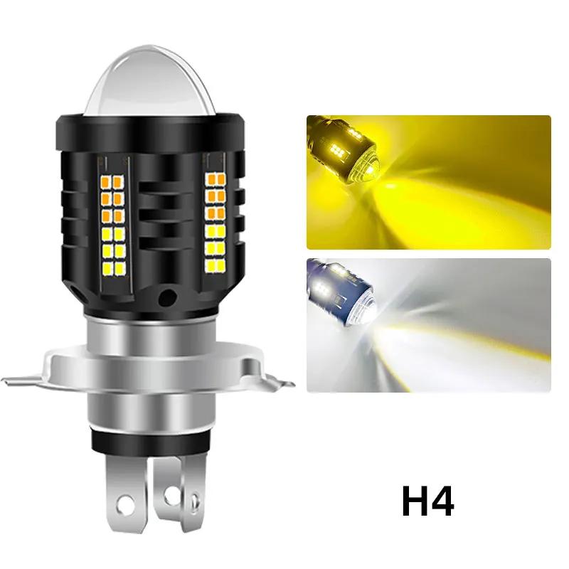 1PC H4 LED Headlight for Motorcycle H6 BA20D Bulbs White Yellow Hi Low Beam Projector Lens Fog Lamp Scooter Motorbike Headlamp
