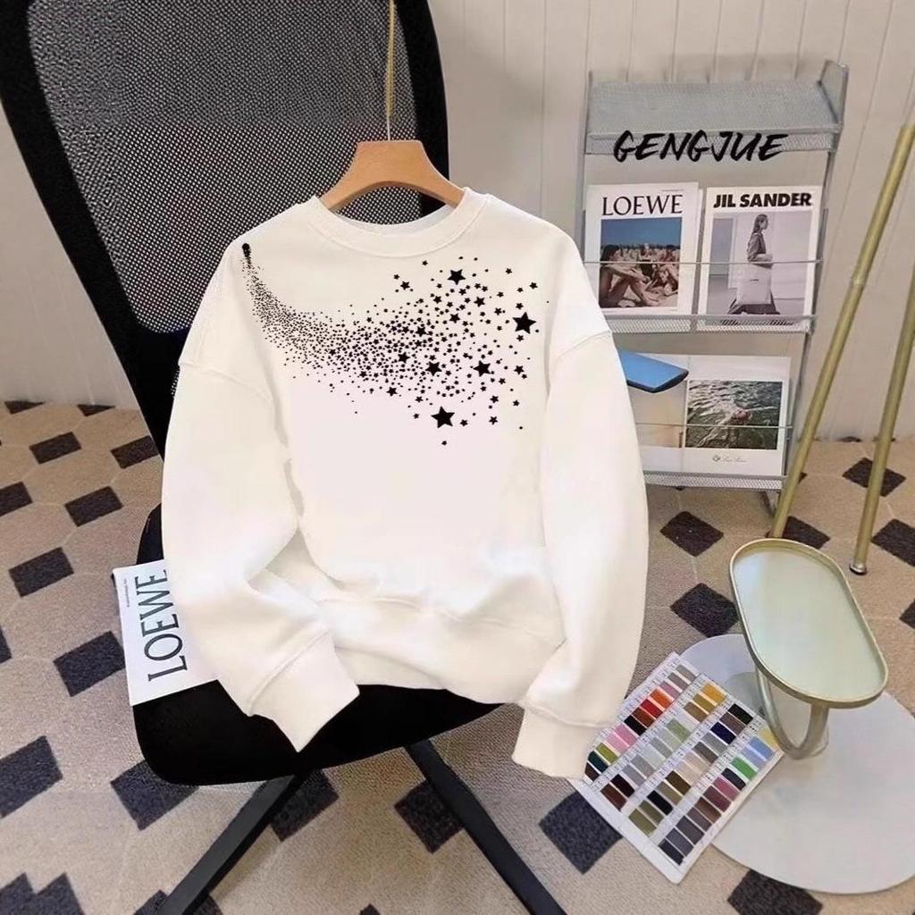 Men's Baby's Breath Autumn Crew Neck Sweatshirt - Casual, Versatile, Stylish Hua Cotton Top