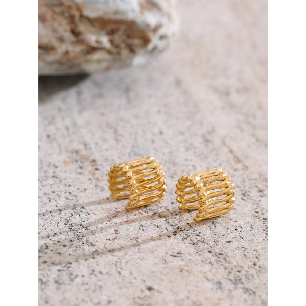 Yhpup Arrivals Layered Geometric Adjustable Ear Bone Earrings for Women 316L Stainless Steel Trendy Ear Clip Jewellery