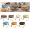 Roller Seat Rolling Stool Round Low Height Foot Rest with Wheel PU Leather for Living Room Bedside Porch Salon Pedicure Home