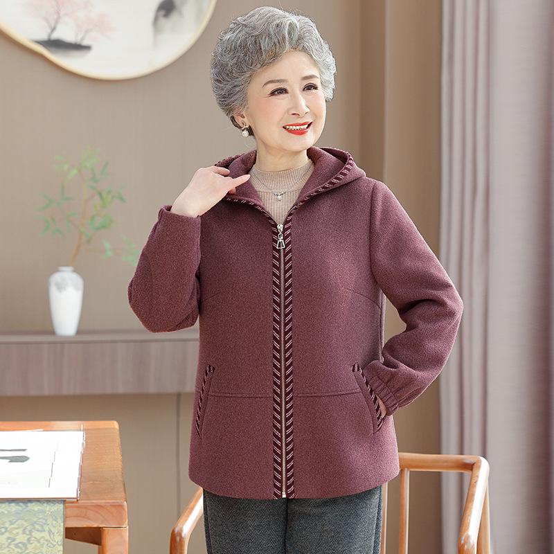 Grandma's New Spring Wool Coat for Elderly Women - Stylish Autumn and Winter Wear