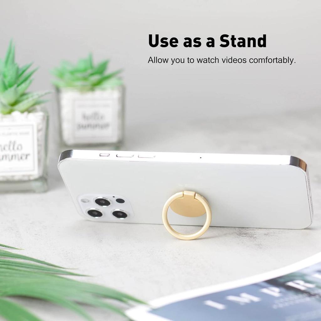 [2 Pack] Small Round Matte Finish Cell Phone Ring Holder Stand,360 Degree Rotation and 180 Degree Adjustable Finger Ring Kickstand with Frosted Metal