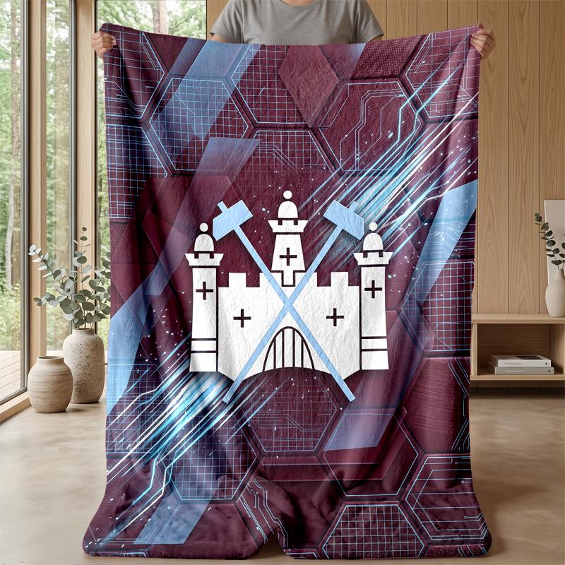 Coperta in Flanella con Stampa West Ham United, Morbida Calda Leggera Coperta da Divano Letto Campeggio
