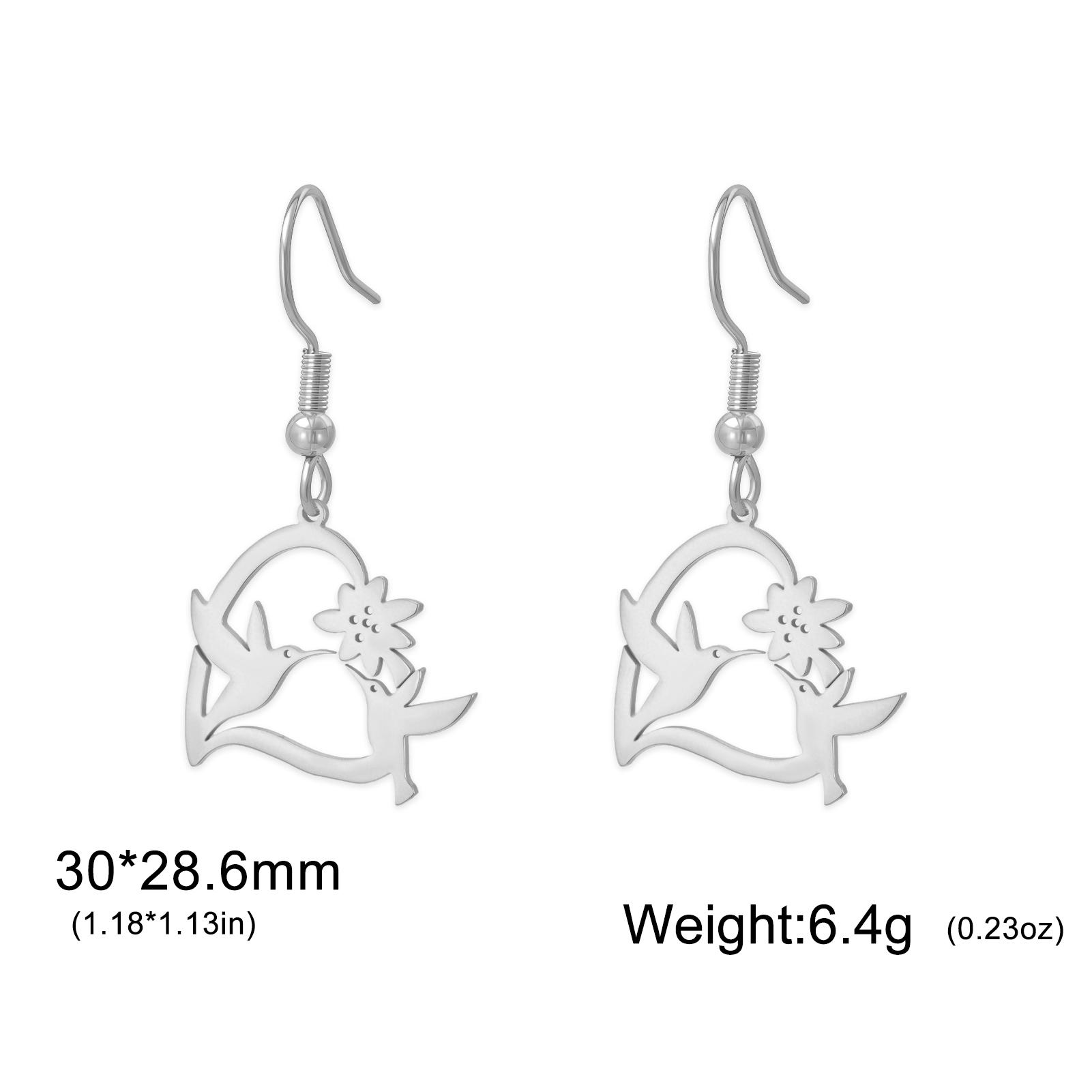 

My Shape Hummingbird Birds Flower Drop Earrings for Women Stainless Steel Animal Dangle Earring Ear Accessories Jewelry Gifts