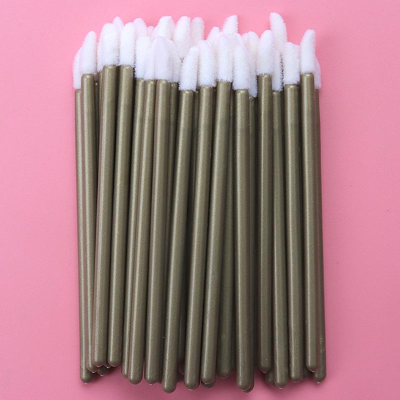 50-pack engångs läppborstar med velouryta - Mini bärbara läppstift- och glossapplikatorer