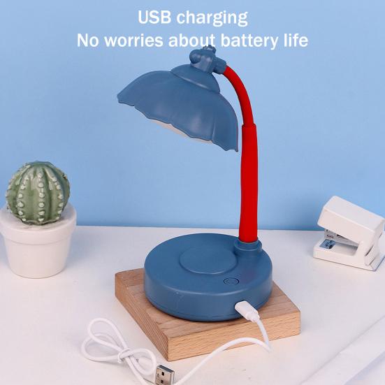 LED Desk Lamp Cute Flower Table Lamp with Adjustable Flexible Gooseneck Rechargeable Eye-Caring Night Light for Dorm Bedroom Reading