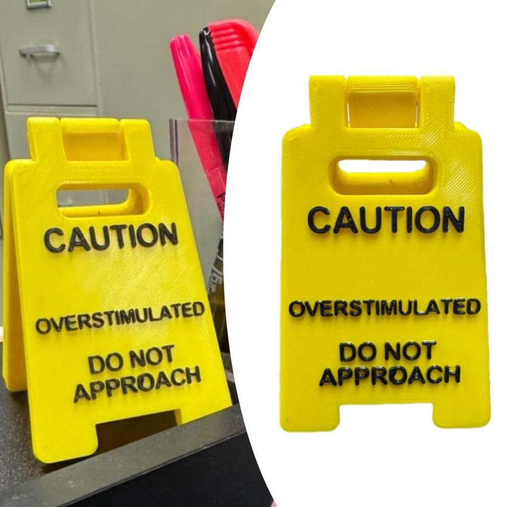 Vorsicht vor übermäßiger Stimulation von Tischschildern, Lustiges Schreibtischzubehör, Humorvolle Schilder, Lustige Dekorationen, Scherzgeschenke