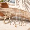5Pcs Layered Boho Shell Beaded Necklaces for Women, Fashion Bohemia Adjustable Length Necklace, Beach Starfish Beach Necklace, Ocean Vacation Jewelry