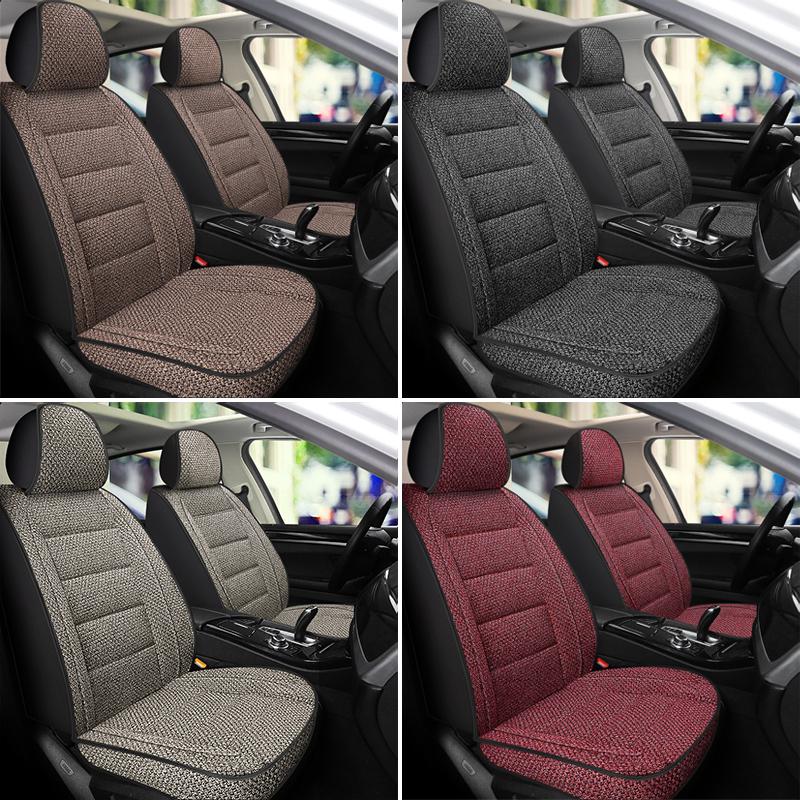 1PC Four Seasons Universal Car Seat Cushion Luxury All Inclusive Cotton Linen Seat Protector SUV Auto Front Seat Cover Interior