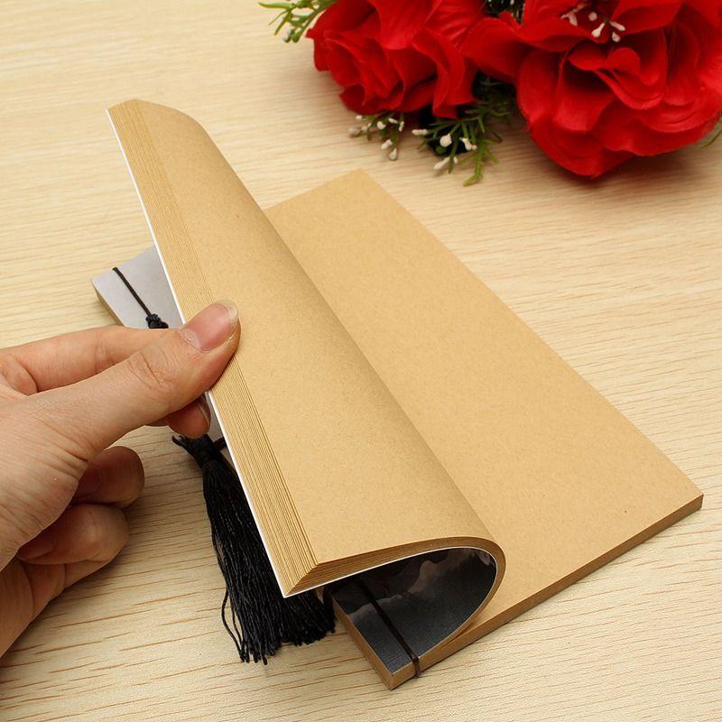 17 * 11 cm chinesischer Stil Lotus Vintage-Notizbuch mit Quaste Blank Kraft Tragbarer Mini-Notizblock zum Basteln