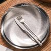 Stainless Steel Circle Dinner Plate, Home Steak Plate, Water Ripple Dinner Dishes Hamburger Fries Tray Tableware, Kitchenware