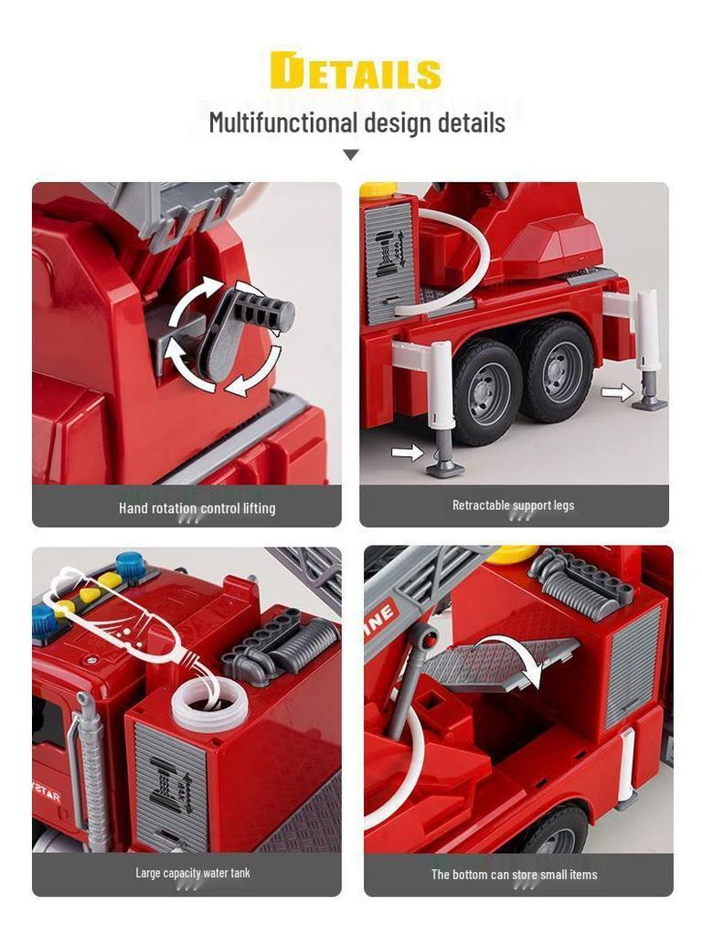 Large Kids' Toy Car: Engineering Vehicle with Water-Spraying Fire Truck, Sound & Light, Storytelling Feature