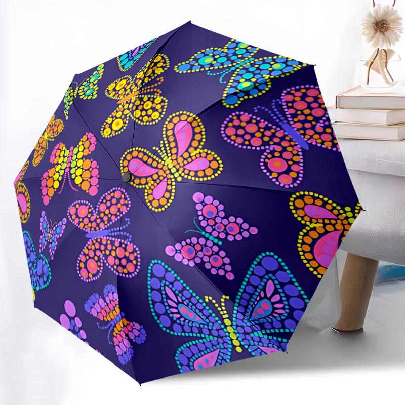 

1pc Butterfly Print Automatic Umbrella - Automatic Opening And Closing, Sturdy Iron Frame, Portable Folding Design yy251018241