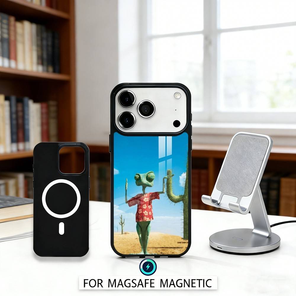 1pc Cowboy Hat Lizard Desert Cartoon Phone Case Magnetic For iPhone17 16 15 14 13 12 Pro Max For Magsafe Wireless Charging Cover
