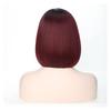 Short Straight Bob Wig Women Black Gradient Middle Part Synthetic Fiber
