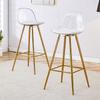 2-Piece Set Bar Stools with Transparent Backrest, Gold Frame, High Chair – for Café, Living Room and Bar Area