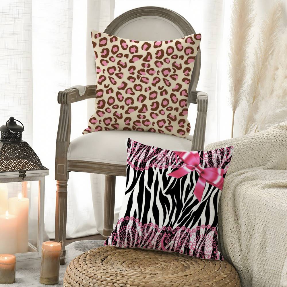 Y2K Fashion Leopard Print Pillow Case Sofa Short Plush Double-Sided Hd Printing Room Home Office Gift Cushion Cover