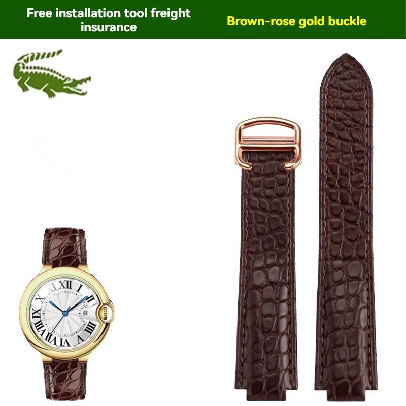 Crocodile leather watch strap For Cartier blue balloon WSBB0025 W69012Z4 14-8mm 16-8mm 18-11mm 20-12mm 22-14mm convex watchband