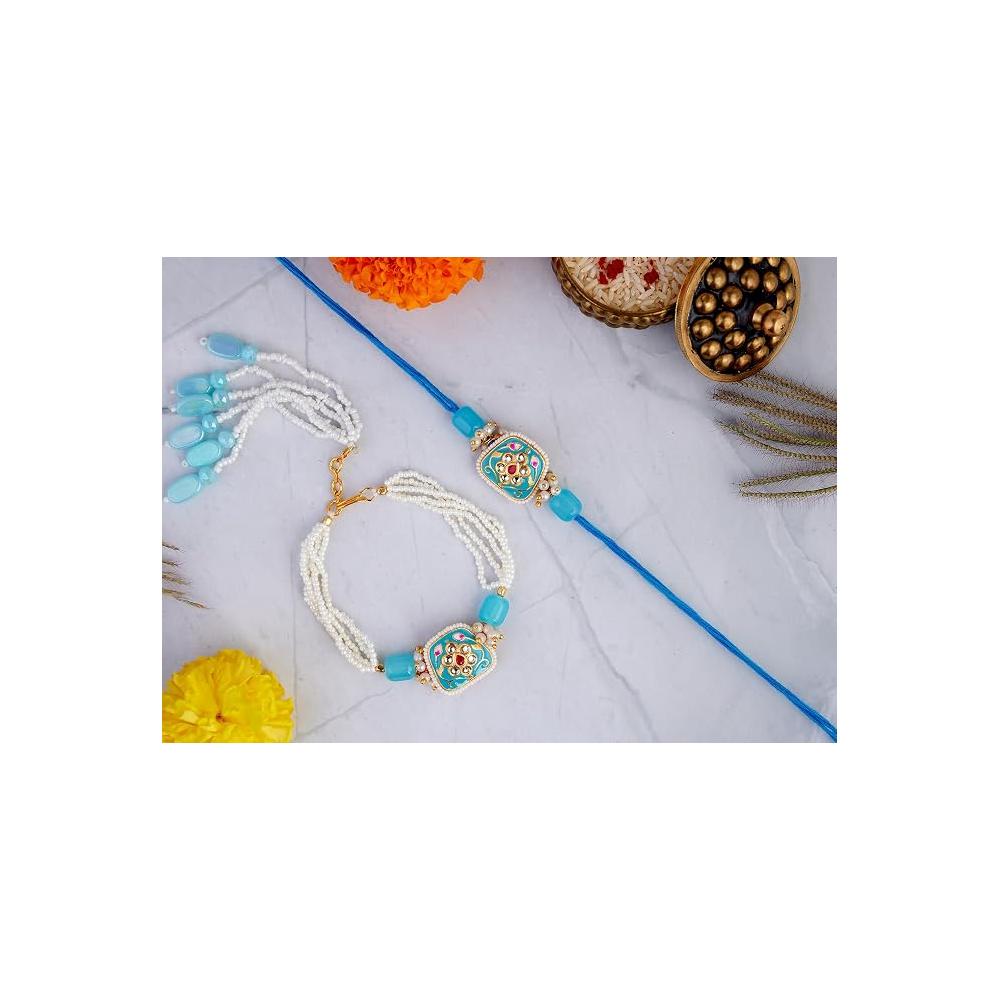 Rakhi For Brother and Bhabhi Raksha Bandhan Bhai Bhabhi Bracelet Lumba Set