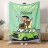 Pan Bean Řídí Auto s Čisticím Kartáčem Personalizovaná Deka Měkká a Útulná Vlastní Jméno Dárek Pro Všechny Sváтки Domácí Dekorace Kancelářský Šlofík Venkovní Dovolená
