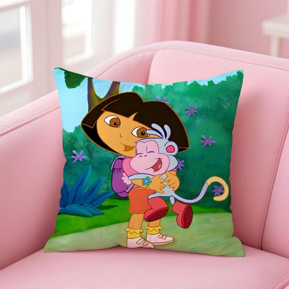 Anime Cute D-Dora the E-Explorer Cushion Cover Comfortable Reversible Pillow Cover Ideal for Car Sofa Bedroom & Beyond
