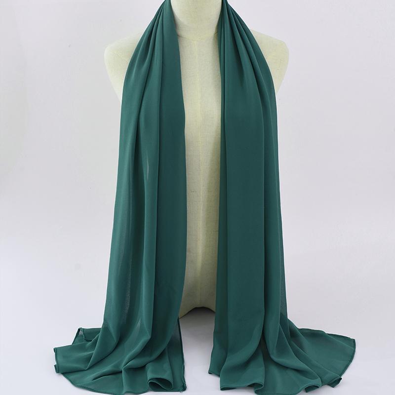 Fashion Pearl Chiffon Hijab Shawls Of Muslim Women Solid Color Head Wraps Scarf For Ladies