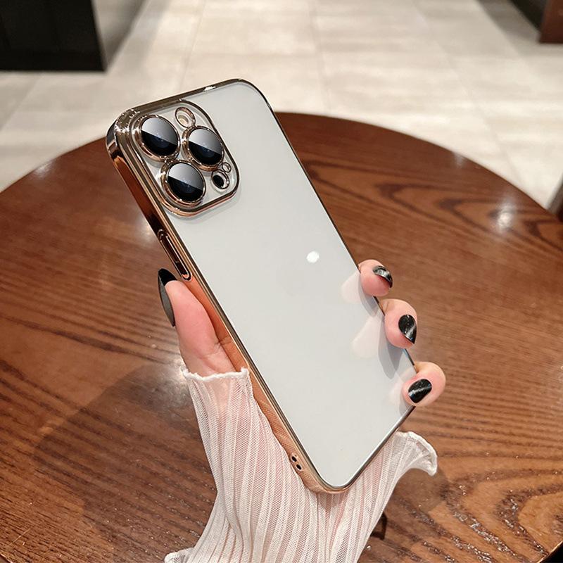 Applicable to Apple 16promax mobile phone case electroplating iPhone15 anti-drop all-inclusive 14 transparent 13 simple 12 shell