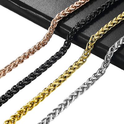 10Pcs/lLot Classic Stainless Steel Wheat Link Chain Necklace for Men Women Choker Jewelry Accessories DIY Pendant Gift