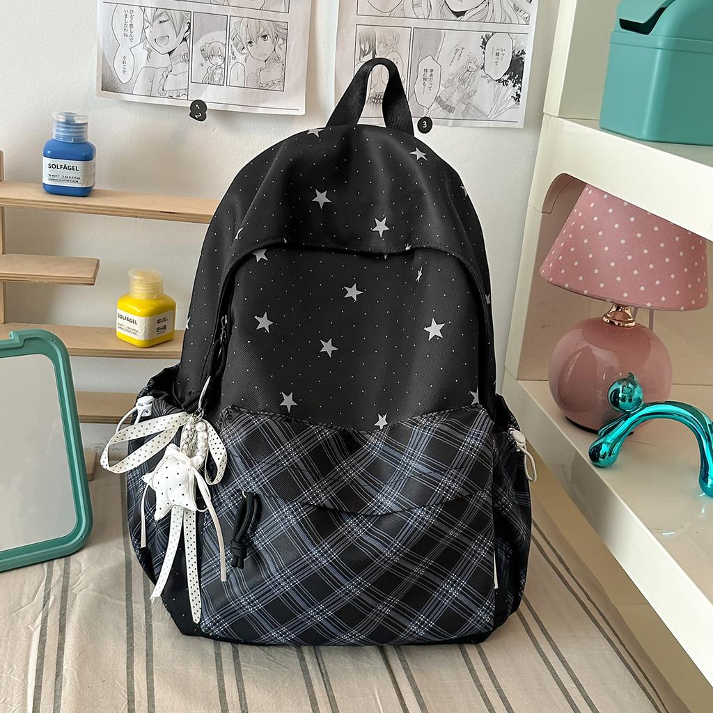 Schoolbag new Korean ins high value fresh sweet relaxation star backpack junior high school students lightweight backpack