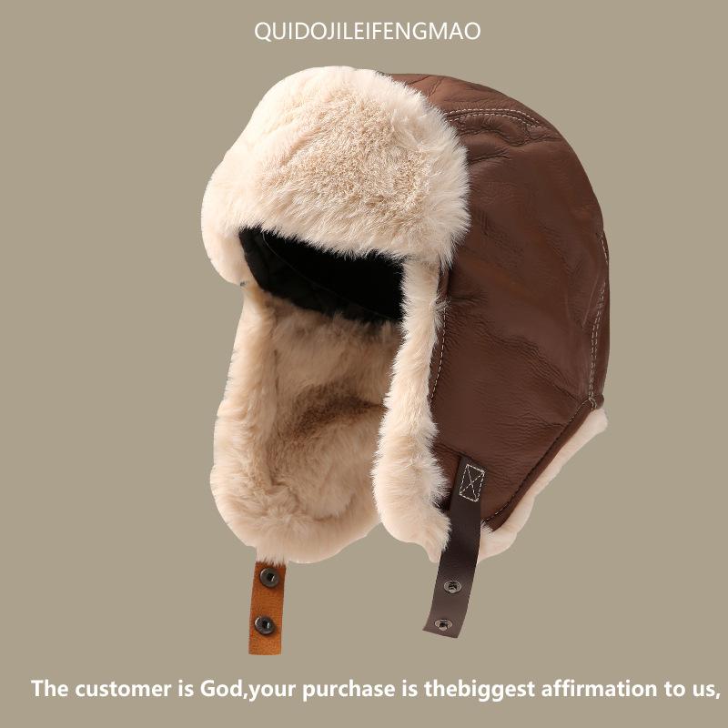 Hat Male And Female Pilots Lei Feng Hat Northeast Cycling Ear Protection Fleece Windshield Thickened Warm Hat
