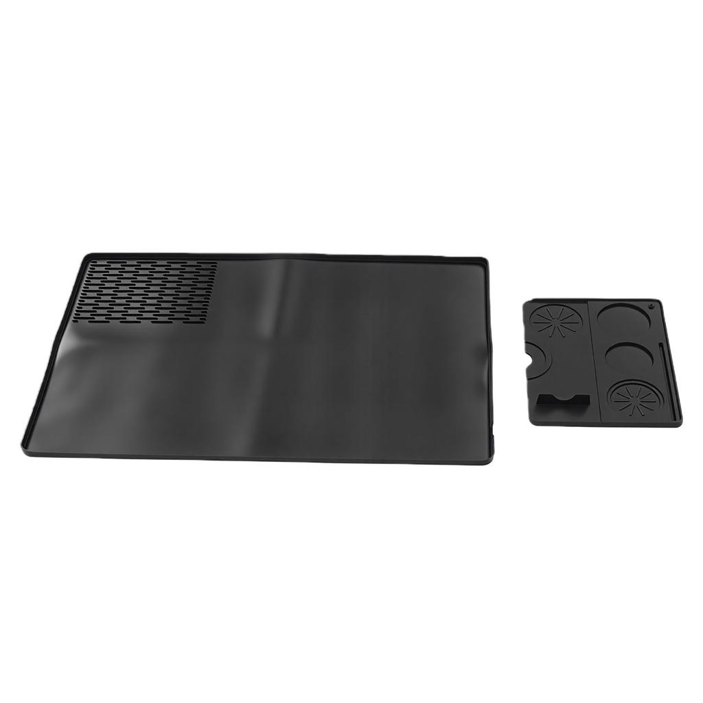 2 in 1 Silicone Coffee Mat Black Thickened Heat Proof Coffee Tamping Dish Drying Mat for Coffee Machine