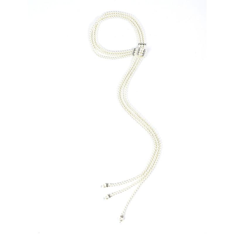 Pearl Long Necklace, French Retro Multi-layer Court Style Tassel Temperament Light Luxury Sweater Chain