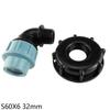 IBC Tank Adapter S60X6 To MDPE Elbow Pipe Fitting 32mm Garden Hose Faucet