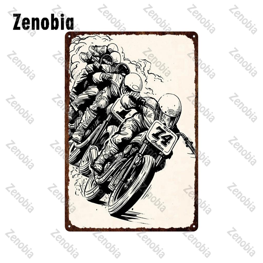 Hill Bobber Motorcycles Metal Signs Cafe Racer Oil School Chopper Metal Poster Vintage Plaque Retro Tin Plate Garage Home Decor